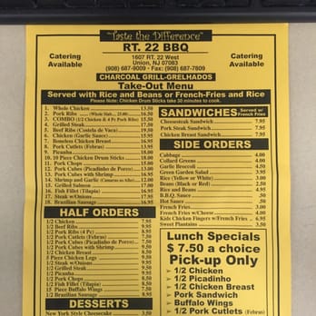 Route 22 BBQ menu 1